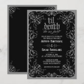 Gothic Til Death Gray Black Wedding Einladung (Vorne/Hinten)
