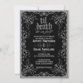 Gothic Til Death Gray Black Wedding Einladung (Vorderseite)