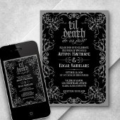 Gothic Til Death Gray Black Wedding Einladung