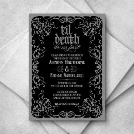 Gothic Til Death Gray Black Wedding Einladung