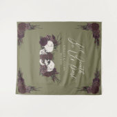 Gothic Til Death Olivgrüner Blumen-Schädel Wandteppich (Vorderseite (Horizontal))