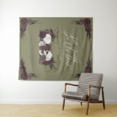 Gothic Til Death Olivgrüner Blumen-Schädel Wandteppich (Beispiel (Horizontal))