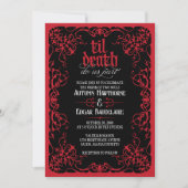 Gothic Til Death Red Black Wedding Einladung (Vorderseite)