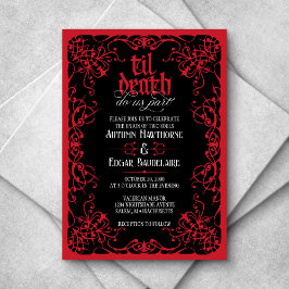 Gothic Til Death Red Black Wedding Einladung