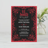 Gothic Til Death Red Black Wedding Einladung (Stehend Vorderseite)