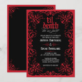 Gothic Til Death Red Black Wedding Einladung (Vorne/Hinten)