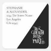 Gothic Til Death us Do Part Rücksendeadresse Hochz Quadratischer Aufkleber (Vorderseite)