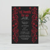 Gothic Til Death Verlobungsparty Einladung (Stehend Vorderseite)