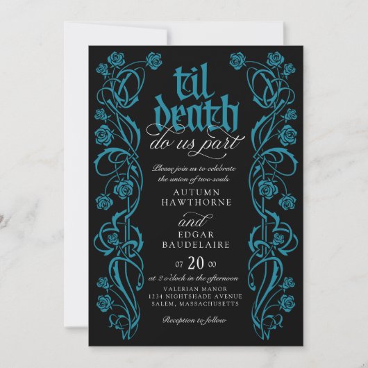 Gothic Til Death Wedding Einladung (Vorderseite)