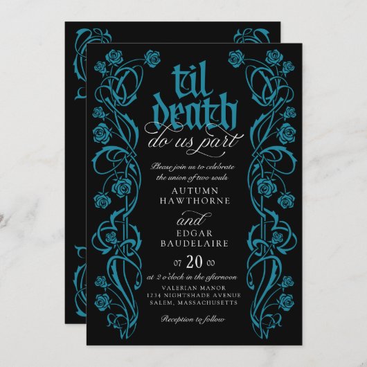 Gothic Til Death Wedding Einladung (Vorne/Hinten)