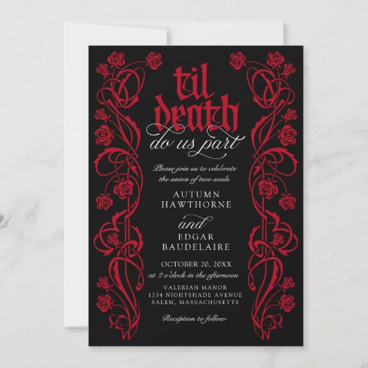 Gothic Til Death Wedding Einladung (Vorderseite)