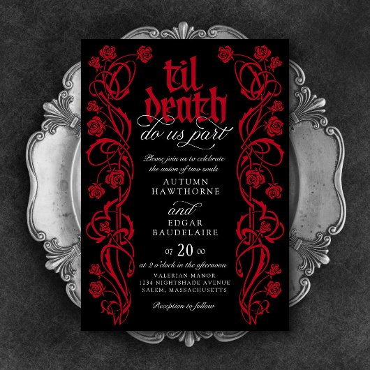 Gothic Til Death Wedding Einladung