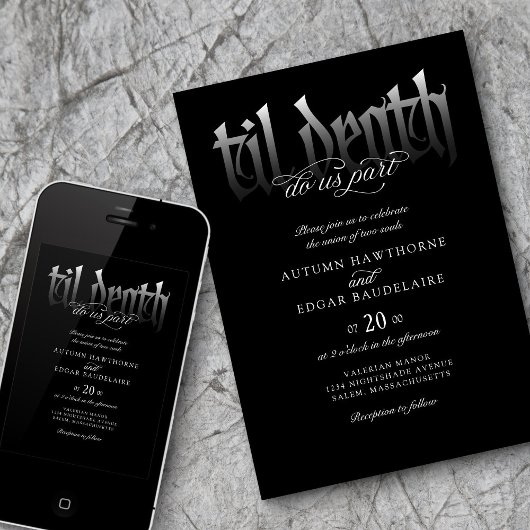 Gothic Til Death Wedding Einladung