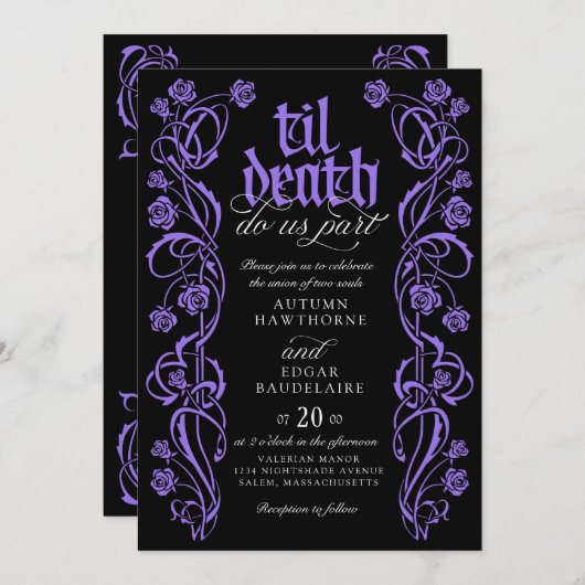Gothic Til Death Wedding Einladung (Vorne/Hinten)