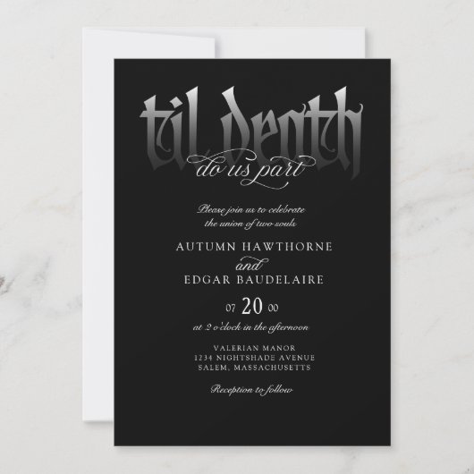 Gothic Til Death Wedding Einladung (Vorderseite)