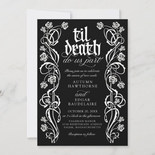 Gothic Til Death Wedding Einladung (Vorderseite)