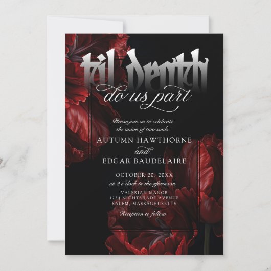 Gothic Til Death Wedding Einladung (Vorderseite)