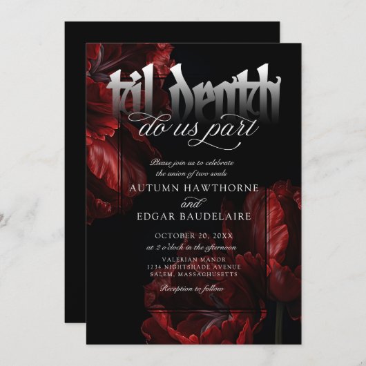 Gothic Til Death Wedding Einladung (Vorne/Hinten)