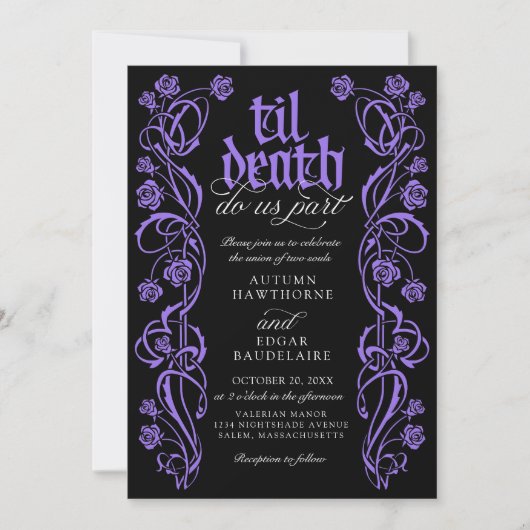 Gothic Til Death Wedding Einladung (Vorderseite)