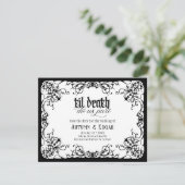 Gothic Til Death Weiße Schwarze Hochzeit Save The Date (Stehend Vorderseite)
