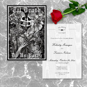 Gothic Til Tod Uns Teil Hochzeitsdusche Skelett Pa Einladung