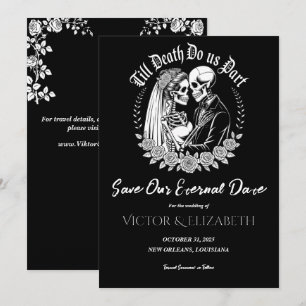 Gothic Till Death Black Elegantes Skelett Hochzeit Save The Date