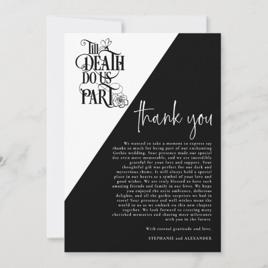 Gothic Till Death Do us Part Foto Hochzeit Dankeskarte (Vorderseite)