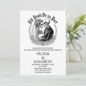 Gothic Till Death Do us Part Skeletts Hochzeit Einladung (Stehend Vorderseite)