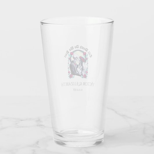 Gothic Till Death Do us Part Skeletts Hochzeit Glas (Rückseite)