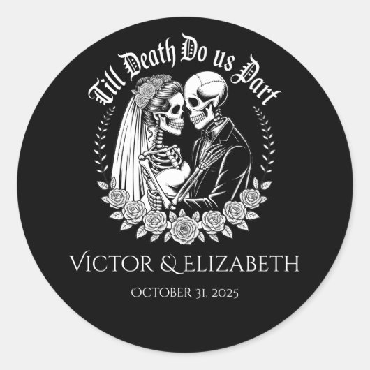 Gothic Till Death Do Us Part Wedding Runder Aufkleber (Vorderseite)