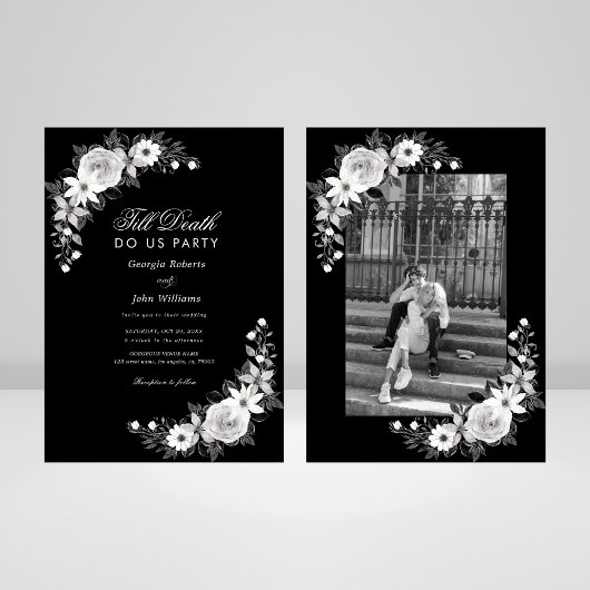Gothic Till Death Do us Party Black Floral Wedding Einladung