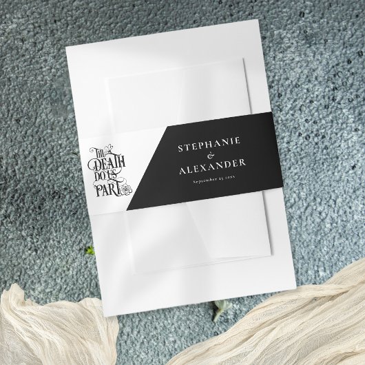 Gothic Till Death macht uns Teil Schwarz-weiße Hoc Einladungsbanderole