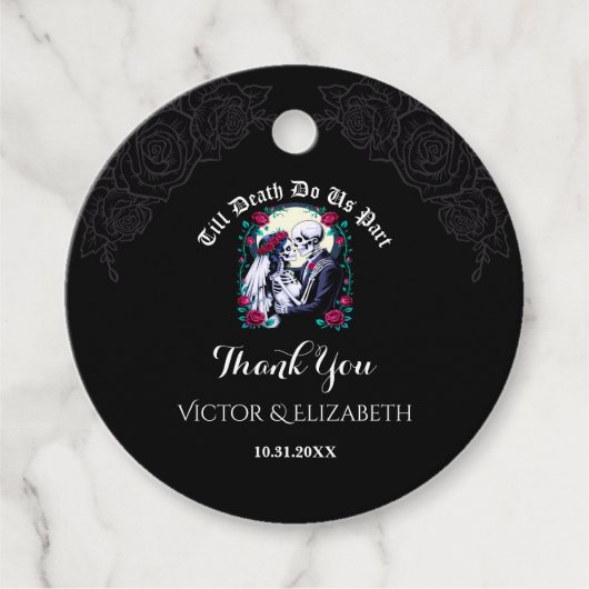 Gothic Till Death Skeleton Rose Danke Geschenkanhänger (Vorderseite)