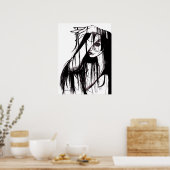 Gothic-Tinte-Frau-Dunkle-Illustration-Horror-Plaka Poster (Küche)