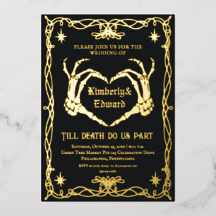 Gothic-Totenkopf-Hochzeit Retro-Hochzeitseinladung Folieneinladung