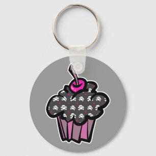 Gothic-Totenkopf-Kreuzknochen-Cupcake Schlüsselanhänger