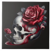 Gothic-Totenkopf-Rose Fliese (Vorderseite)