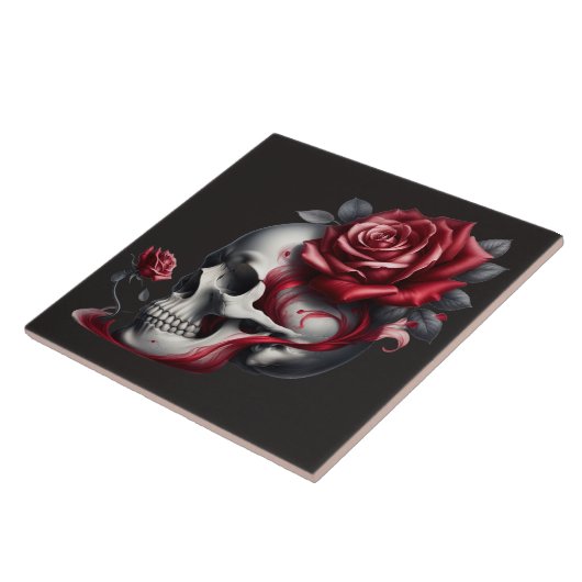 Gothic-Totenkopf-Rose Fliese (Seite)