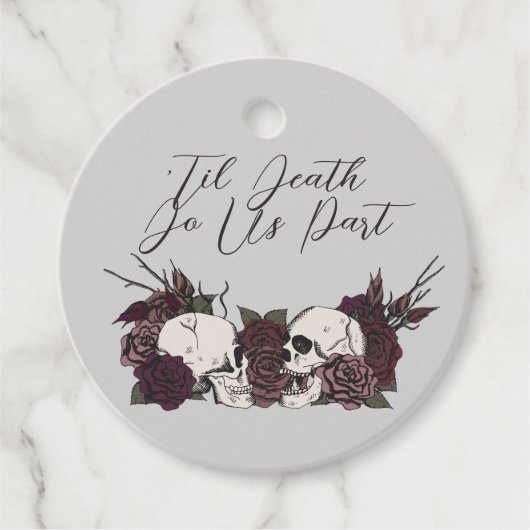 Gothic-Totenkopf & Rose Hellgrau Rund Geschenkanhänger (Vorderseite)