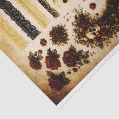 Gothic Totenkopf Rose Mini Elemente FJ5L Decoupage Seidenpapier (Ausschnitt)