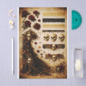 Gothic Totenkopf Rose Mini Elemente FJ5L Decoupage Seidenpapier (Handwerk)