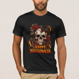 Gothic-Totenkopf-Schlange Frohes Halloween-T-Shirt T-Shirt