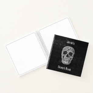 Gothic Totenkopf Schwarz-Weiß-Kunst Skizzenbuch Notizblock