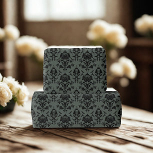 Gothic-Totenkopf- und Rosen-Damaskt-Papier Geschenkpapier