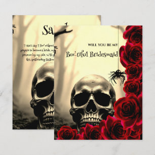 Gothic-Totenkopf und Rosen Rot Brautjungfer Vorsch Einladung