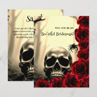 Gothic-Totenkopf und Rosen Rot Brautjungfer Vorsch Einladung