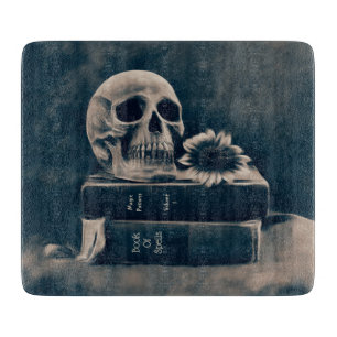 Gothic Totenkopf Vintage Alte Bücher Cyanotypie Ma Schneidebrett