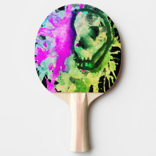 Gothic-Totenkopf-Wasserfarbe-Halloween-Neon-Kunst Tischtennis Schläger