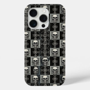 Gothic-Totenschädel- und Damast-Schachbrett-Handyh Case-Mate iPhone Hülle