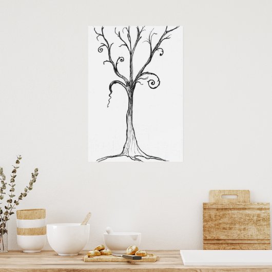 Gothic Tree Illustration Poster (Küche)